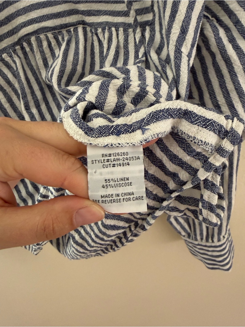 Velvet Heart Vince Striped Linen Blend Babydoll Top Puff Sleeve Oversized XL - Picture 5 of 7